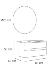 Fym Bodrum 80 cm Banyo Dolabı Kül Gri